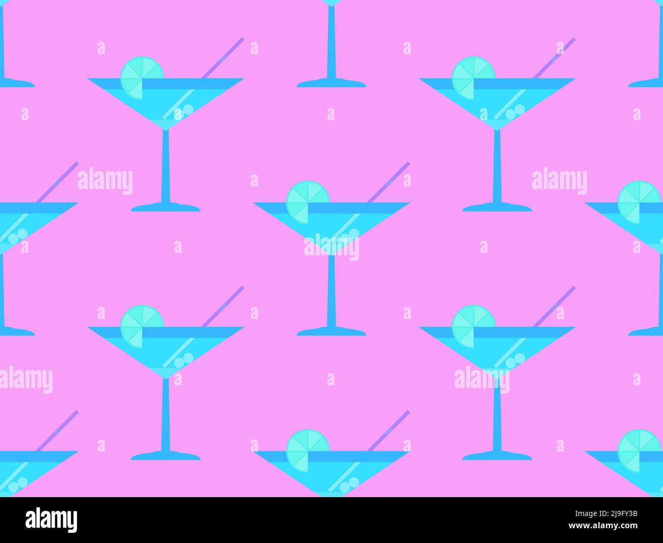 Cocktail con ombrelloni 80s stile senza cuciture. Cocktail alcolici con ombrelloni e fetta d'arancia. Design per menu bar, materiale pubblicitario A. Illustrazione Vettoriale