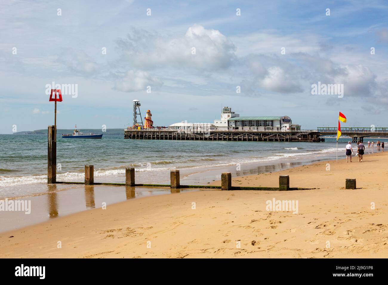 Bournemouth spiaggia e molo, Dorset, Inghilterra, Regno Unito. Foto Stock