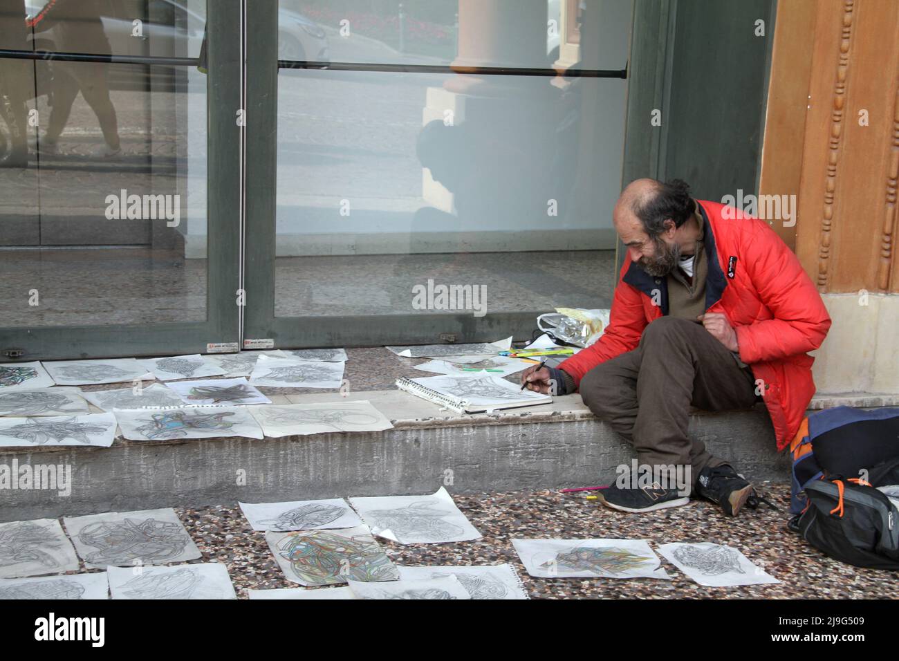 Artista di strada a Bologna Foto Stock