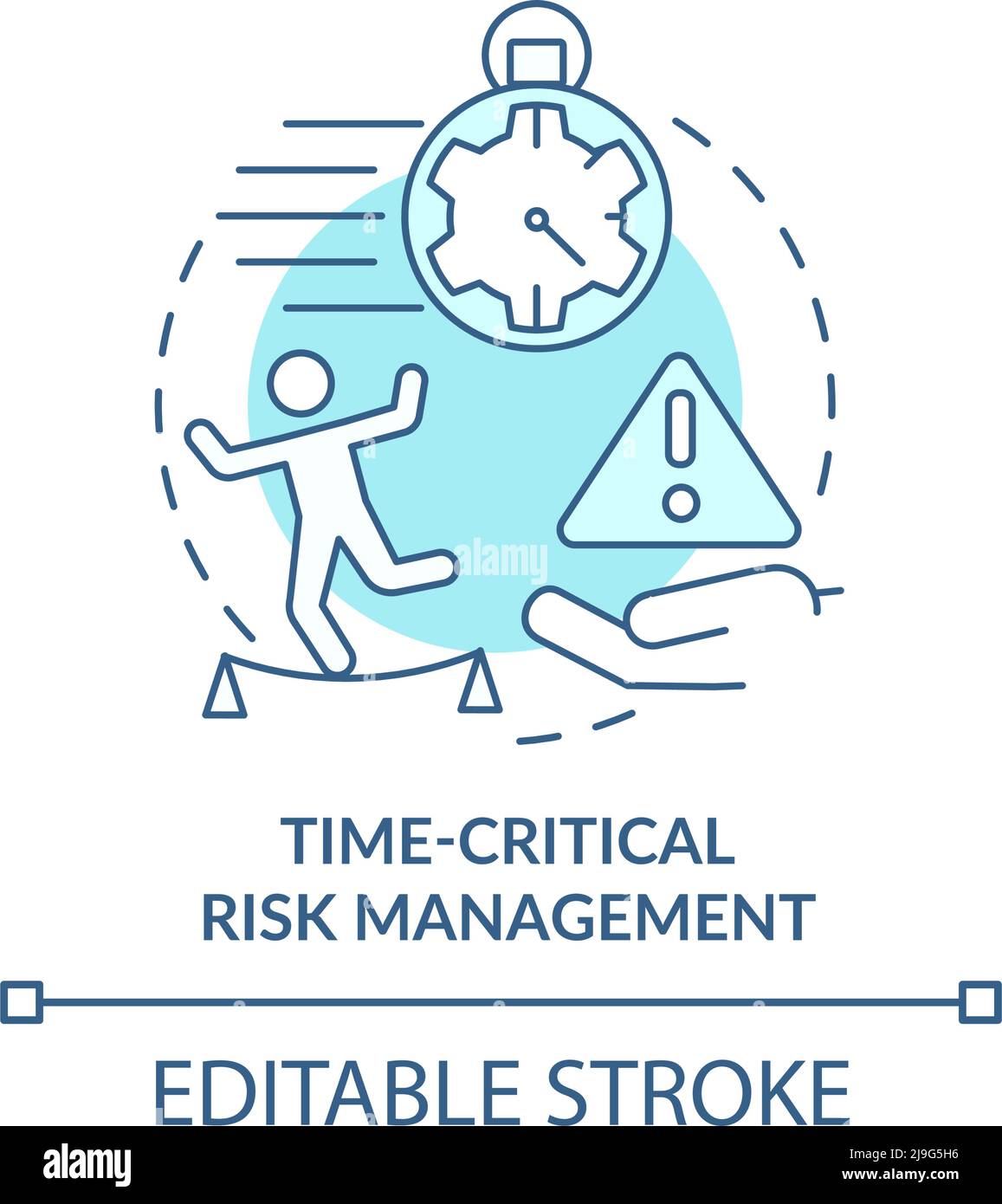 Icona di concetto turchese per la gestione dei rischi in base al tempo Illustrazione Vettoriale