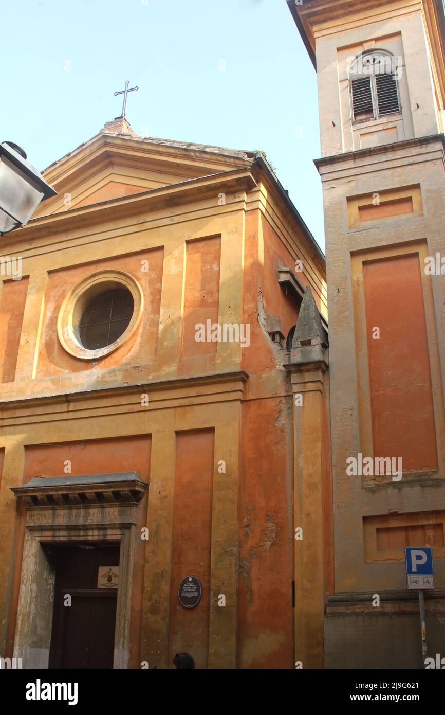 Bologna, Italia. Vista esterna della Chiesa di Santa Maria Labarum Coeli, oggi utilizzata dalla Chiesa Ortodossa Orientale. Foto Stock