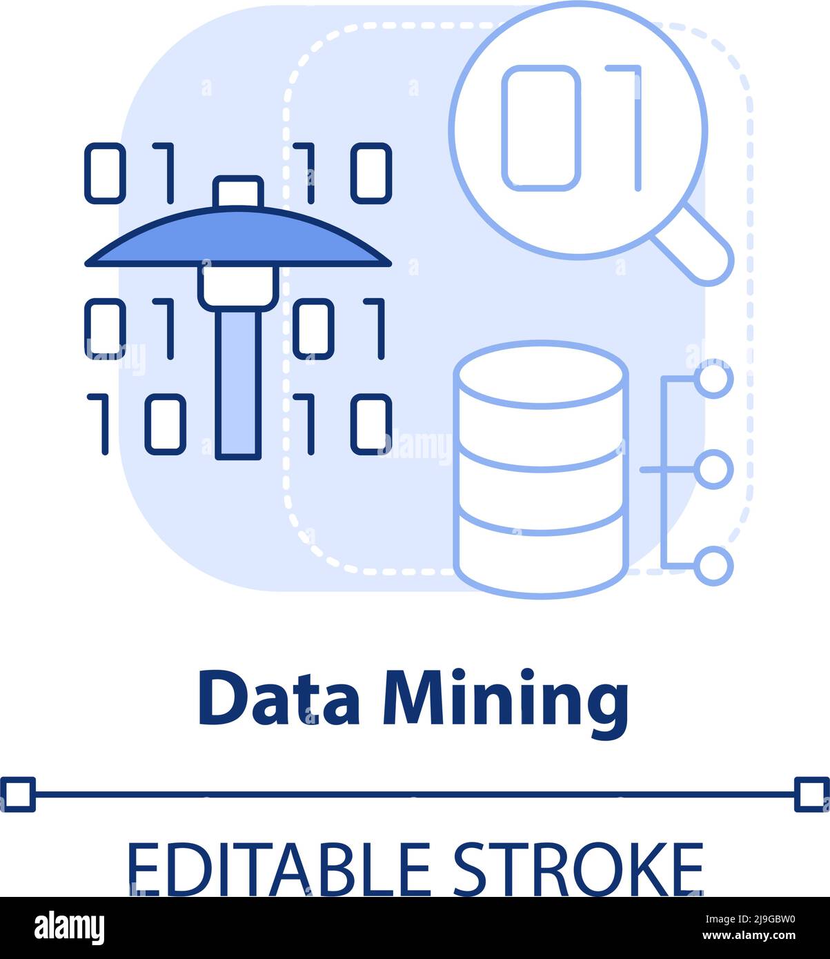 Icona del concetto di data mining blu chiaro Illustrazione Vettoriale