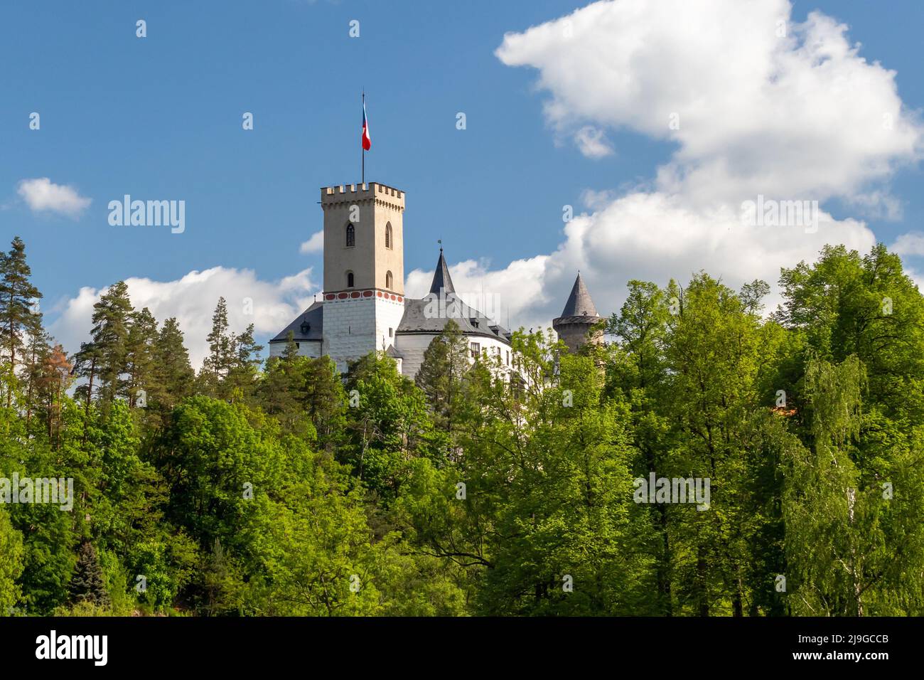 Castello di Rozmberk - Castello di Rosenberg - nella Boemia del Sud, Rozmberk nad Vltavou, Repubblica Ceca Foto Stock