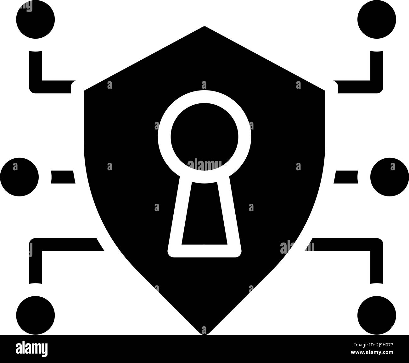 Icona glyph nero dei dati di protezione Illustrazione Vettoriale