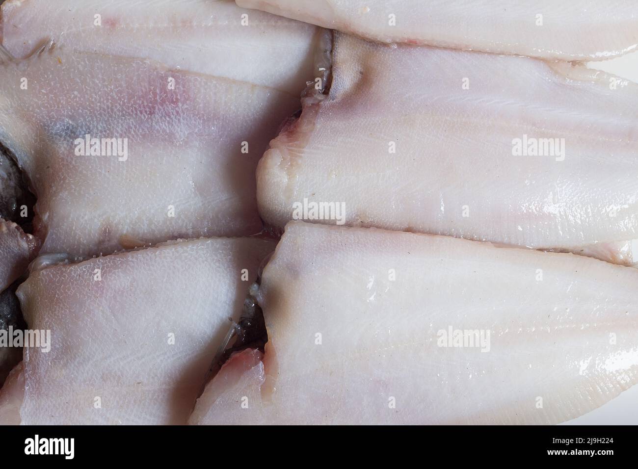 Primo piano di pesce macinato crudo senza testa. Pesce e cibo sano. Foto Stock