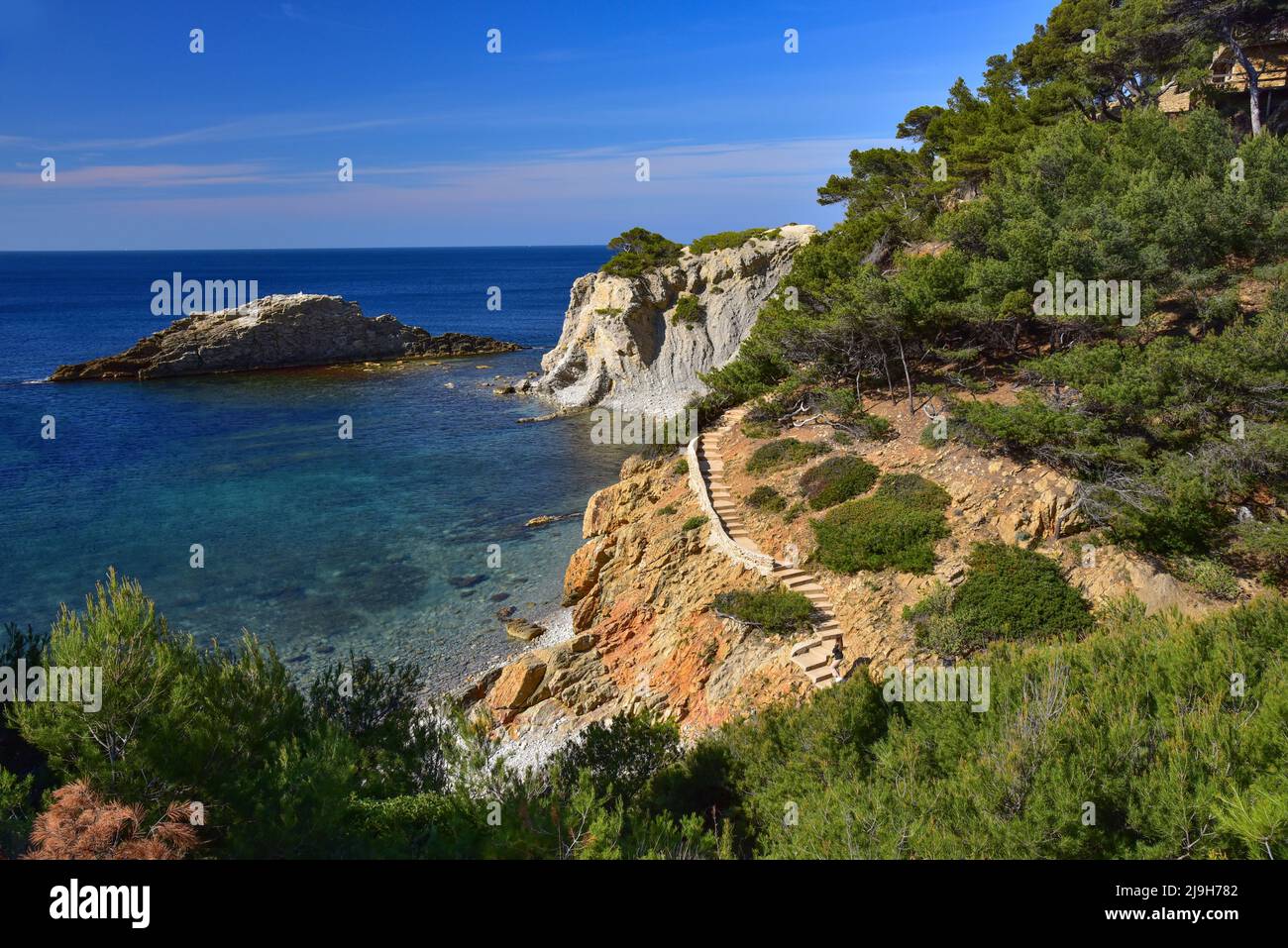 Percorso degli agenti doganali (chemin des douaniers) sulla Costa Azzurra, Provenza-Alpi-Côte Azzurra, Francia, Europa Foto Stock