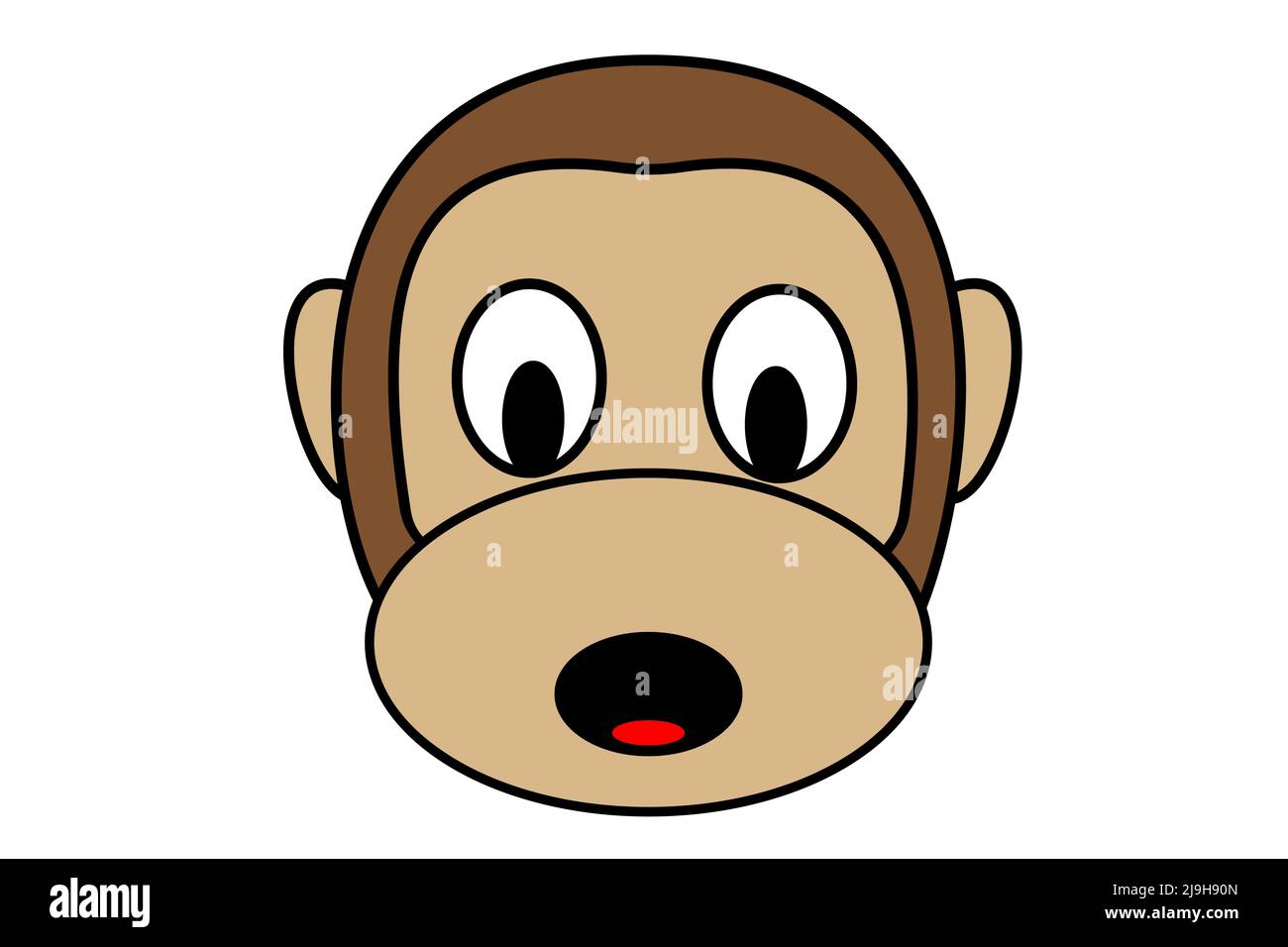 Scimmia. Disegno illustrativo del volto di una scimmia di colore marrone. Design Monkeypox. Vaiolo. Illustrazione. Monkeypox. Foto Stock