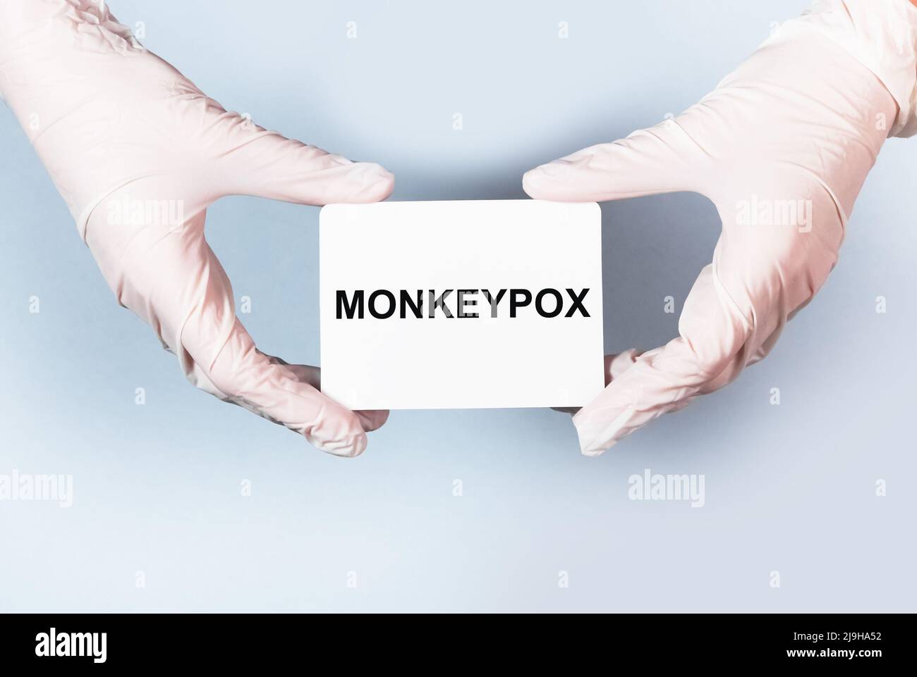 Concetto di virus Monkeypox. Tipo di vaiolo scimmia. Foto di alta qualità Foto Stock