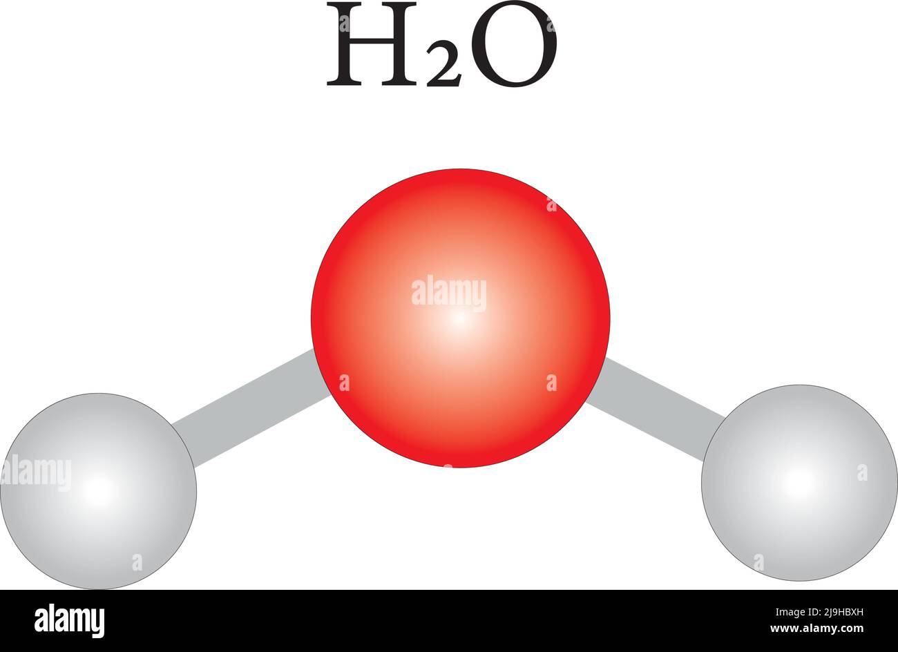 Water H2O formula chimica strutturale e modello molecolare.contenuto didattico per studenti di chimica e scienza.illustrazione vettoriale. Illustrazione Vettoriale