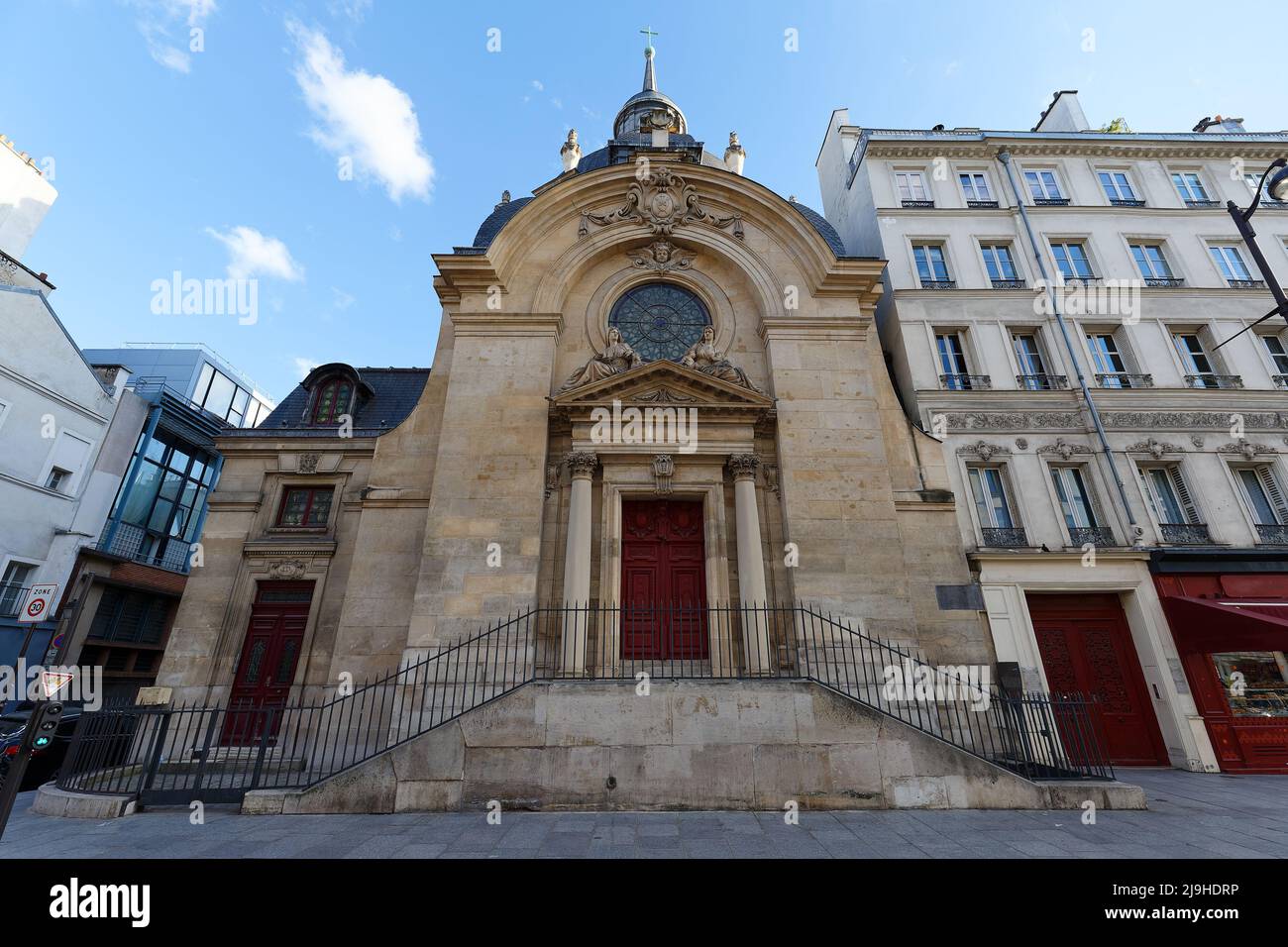 Marais tempio, una chiesa protestante nel quartiere di le Marais a Parigi, Francia. Foto Stock