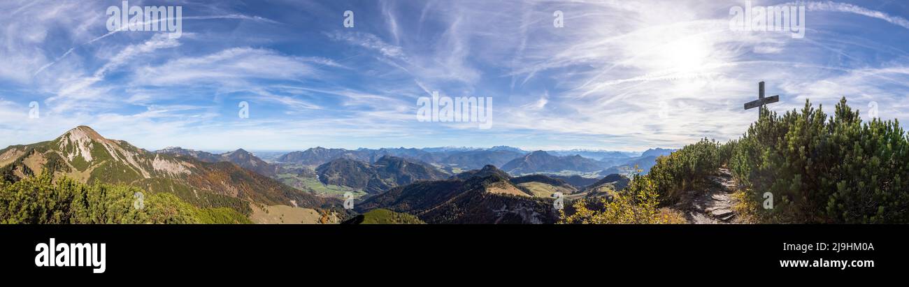 Germania, Baviera, Vista panoramica dalla cima del monte Breitenstein Foto Stock