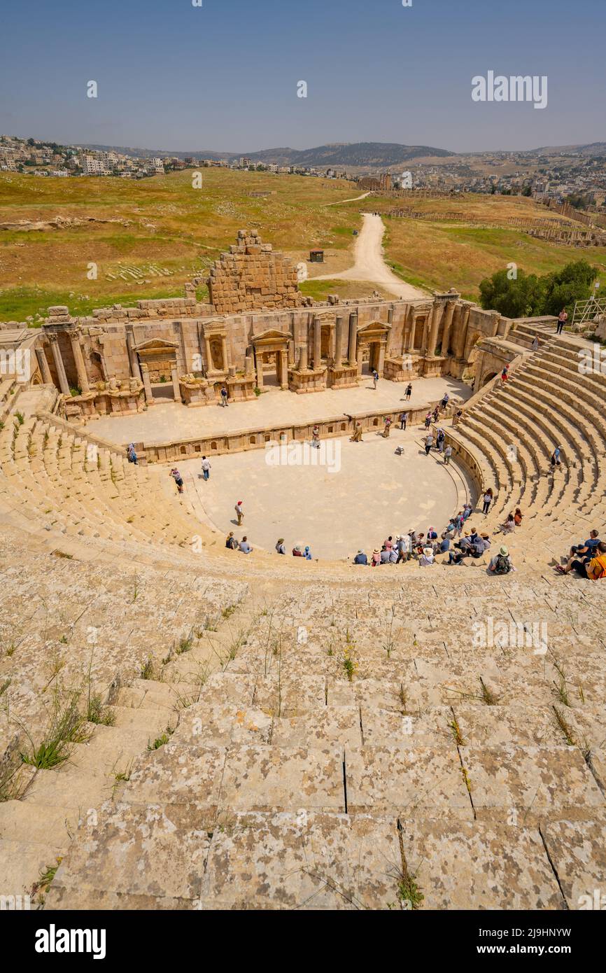 Il South Theatre, Jerash, Roman City. Foto Stock