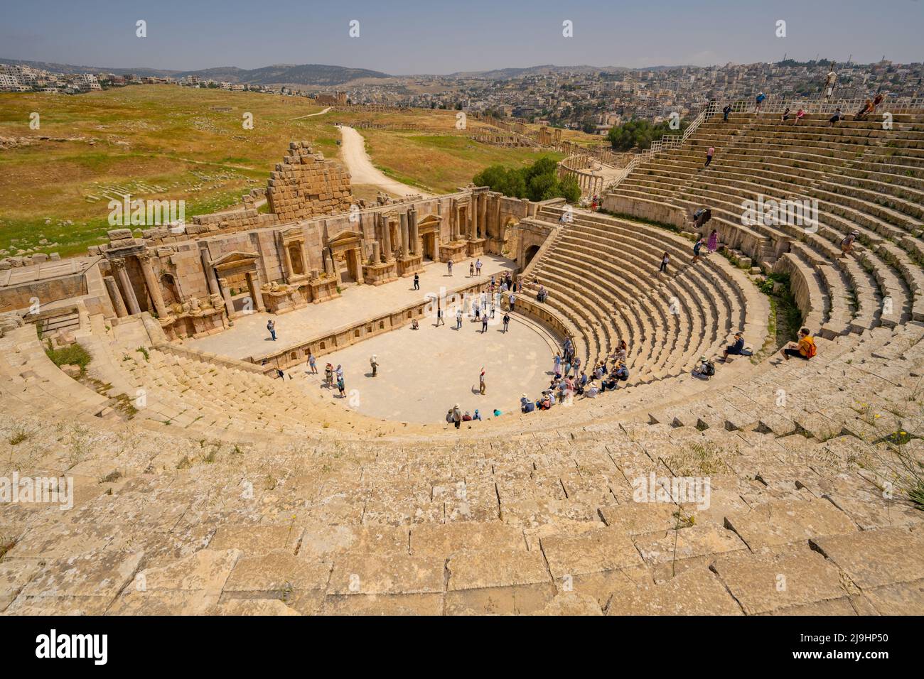 Il South Theatre, Jerash, Roman City. Foto Stock