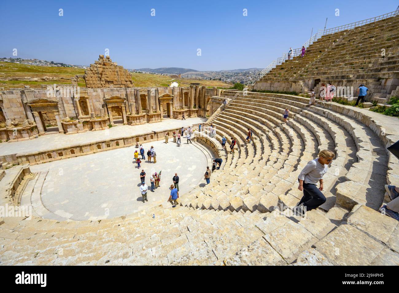 Il South Theatre, Jerash, Roman City. Foto Stock