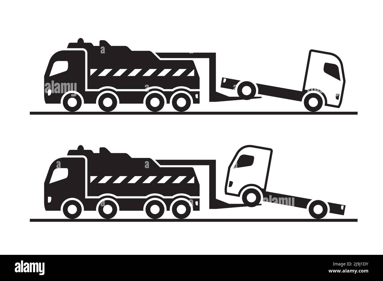 Il carrello traina un veicolo danneggiato – illustrazione vettoriale Illustrazione Vettoriale