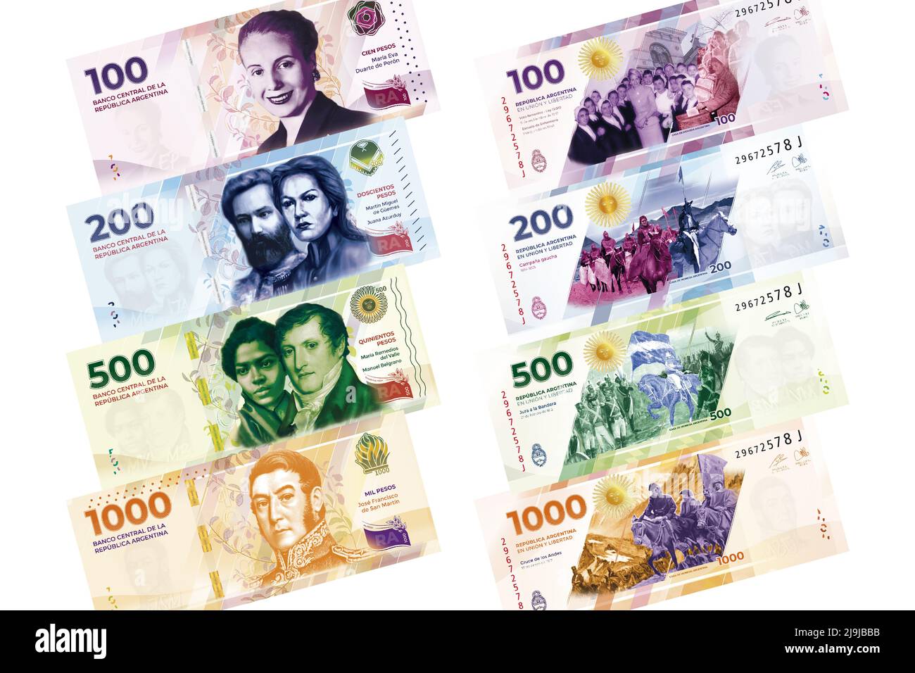 Pesos argentini. Banconote con nuovi disegni (2022). Contanti. Foto Stock