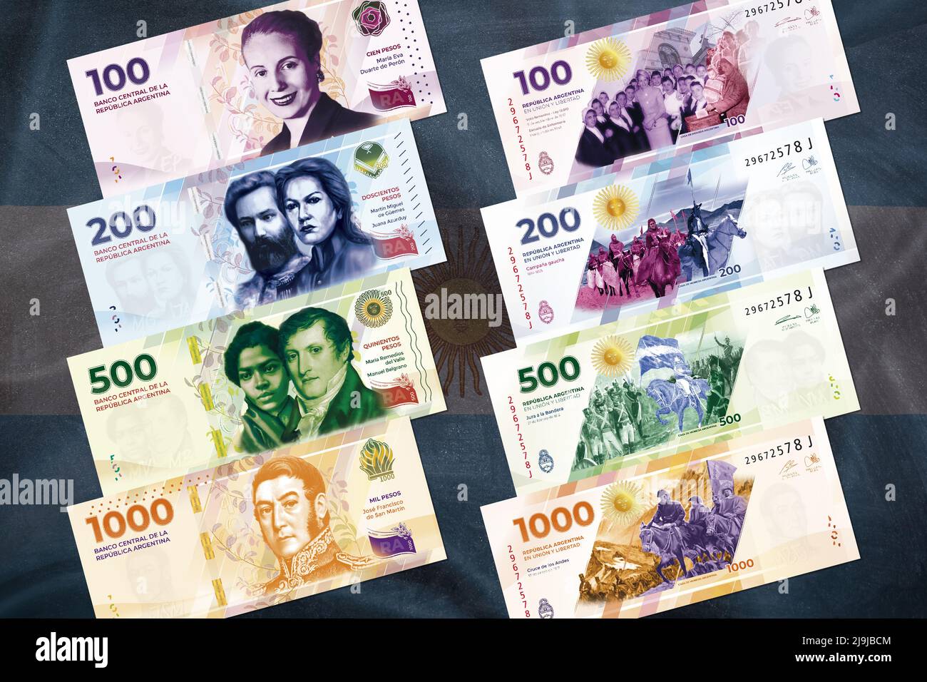 Pesos argentini. Banconote con nuovi disegni (2022). Contanti. Foto Stock