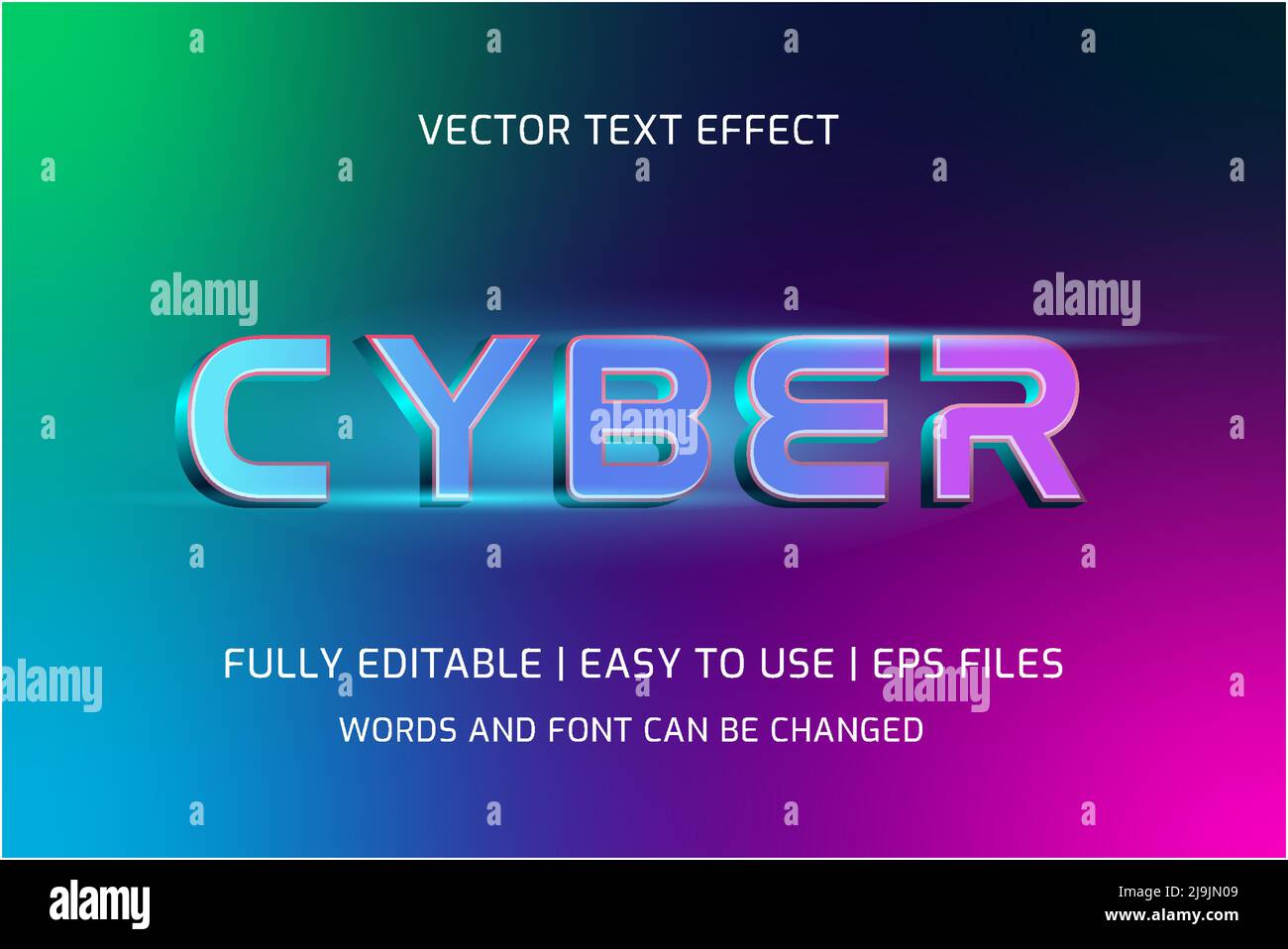 cyber text effect 3d completamente modificabile Illustrazione Vettoriale