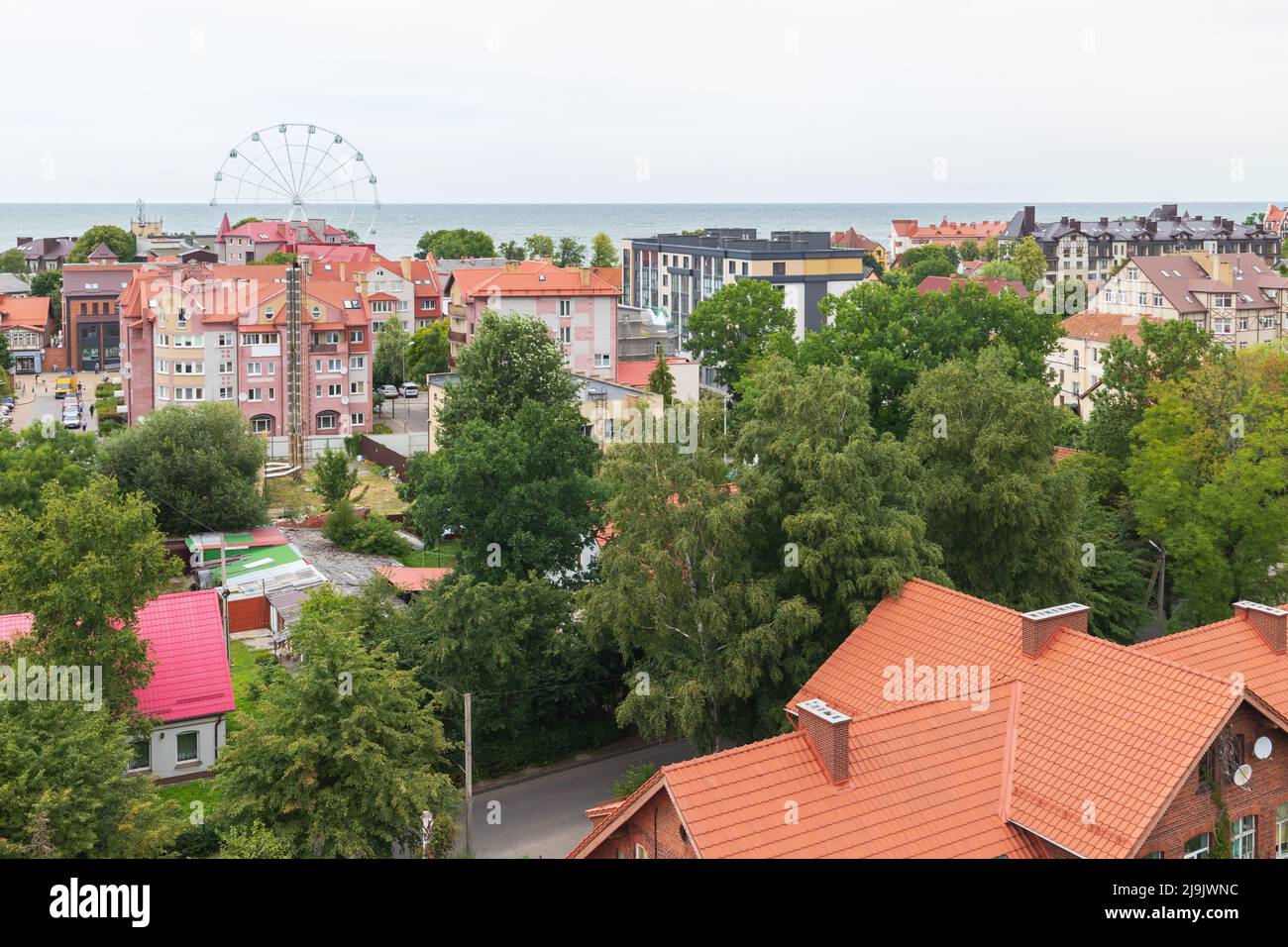 Zelenogradsk foto panoramica scattata in una giornata estiva. Kaliningrad Oblast, Russia Foto Stock