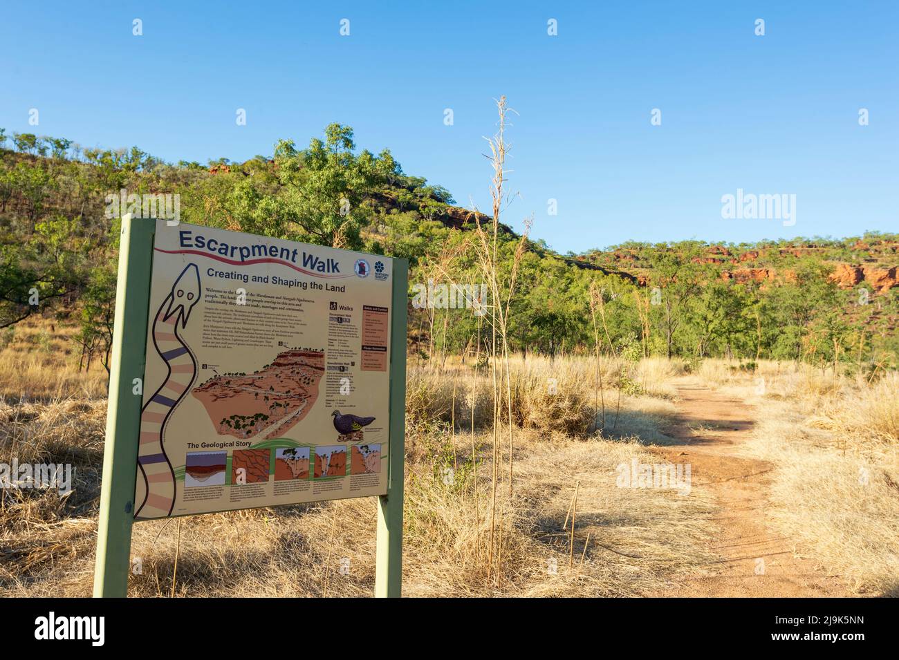 Cartello con la scritta Escarpment Walk, Gregory National Park, Northern Territory, NT, Australia Foto Stock