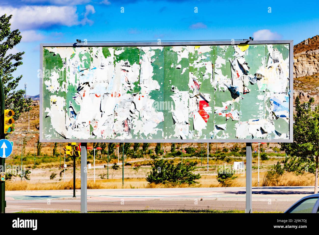 billboard segno mockup nel sfondo urbano environment.City strada Foto Stock