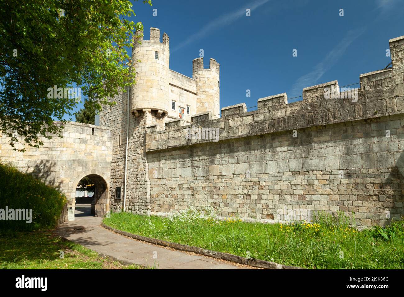 Walmgate Bar, parte delle mura cittadine di York, North Yorkshire, Inghilterra. Foto Stock