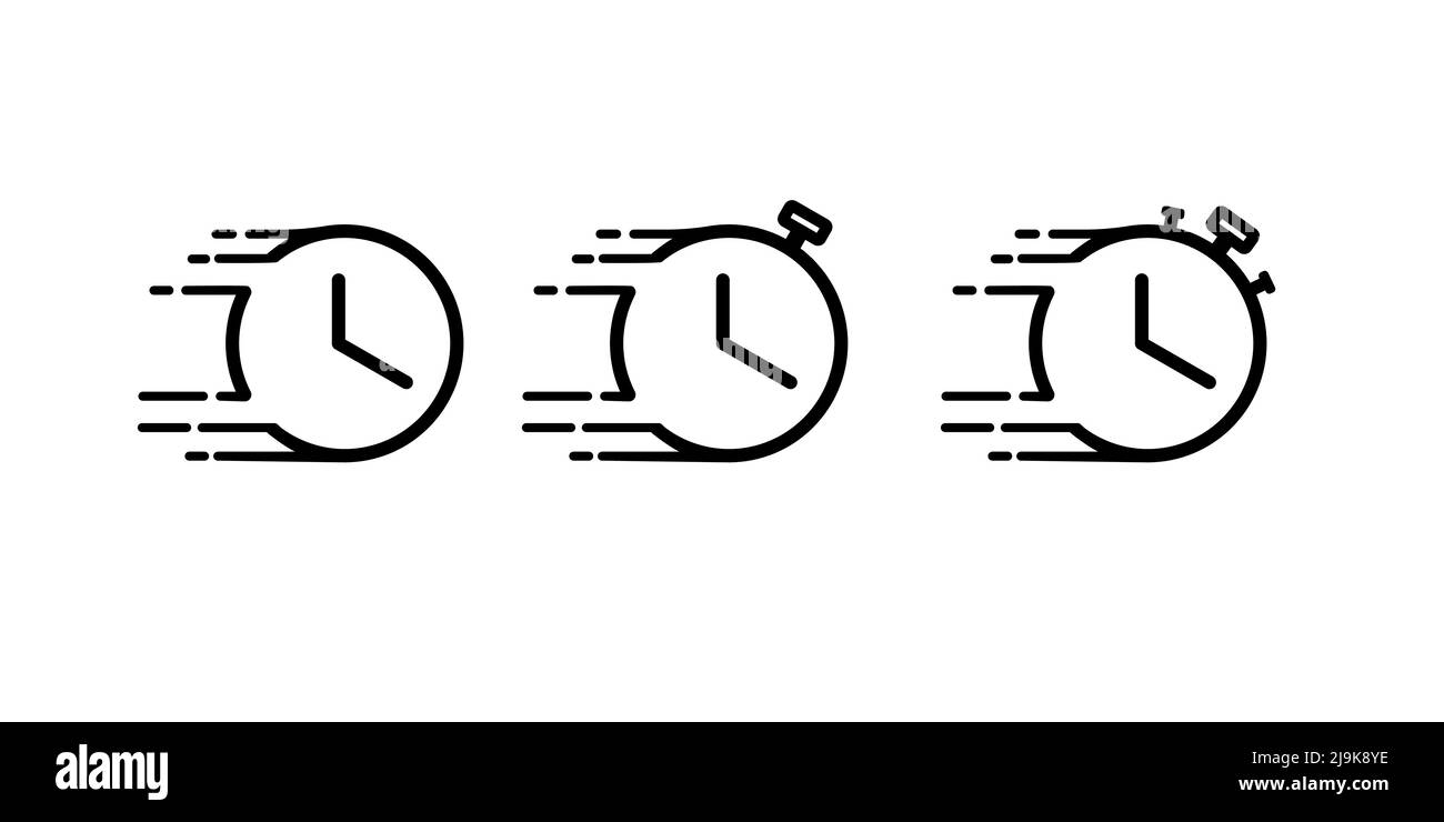 icona del tempo veloce, icone della velocità e del vettore di tempo impostate Illustrazione Vettoriale