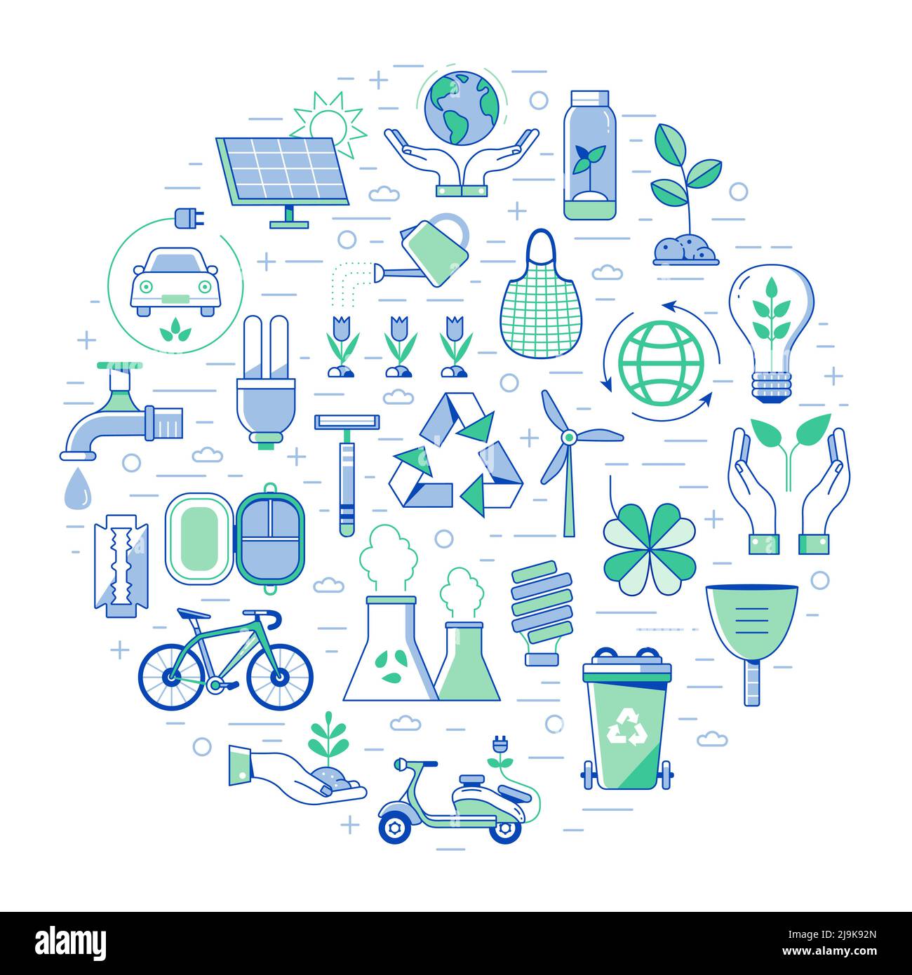 Eco friendly Living Planet Care Circle Print Illustrazione Vettoriale