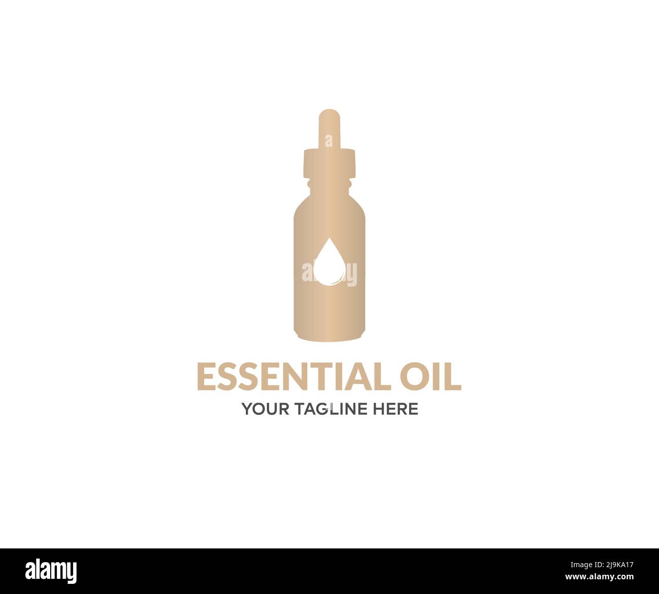 Oli essenziali, articoli di trattamento di bellezza per le procedure spa logo design. Bottiglie trasparenti di olio essenziale con disegno vettoriale di erbe fresche. Illustrazione Vettoriale