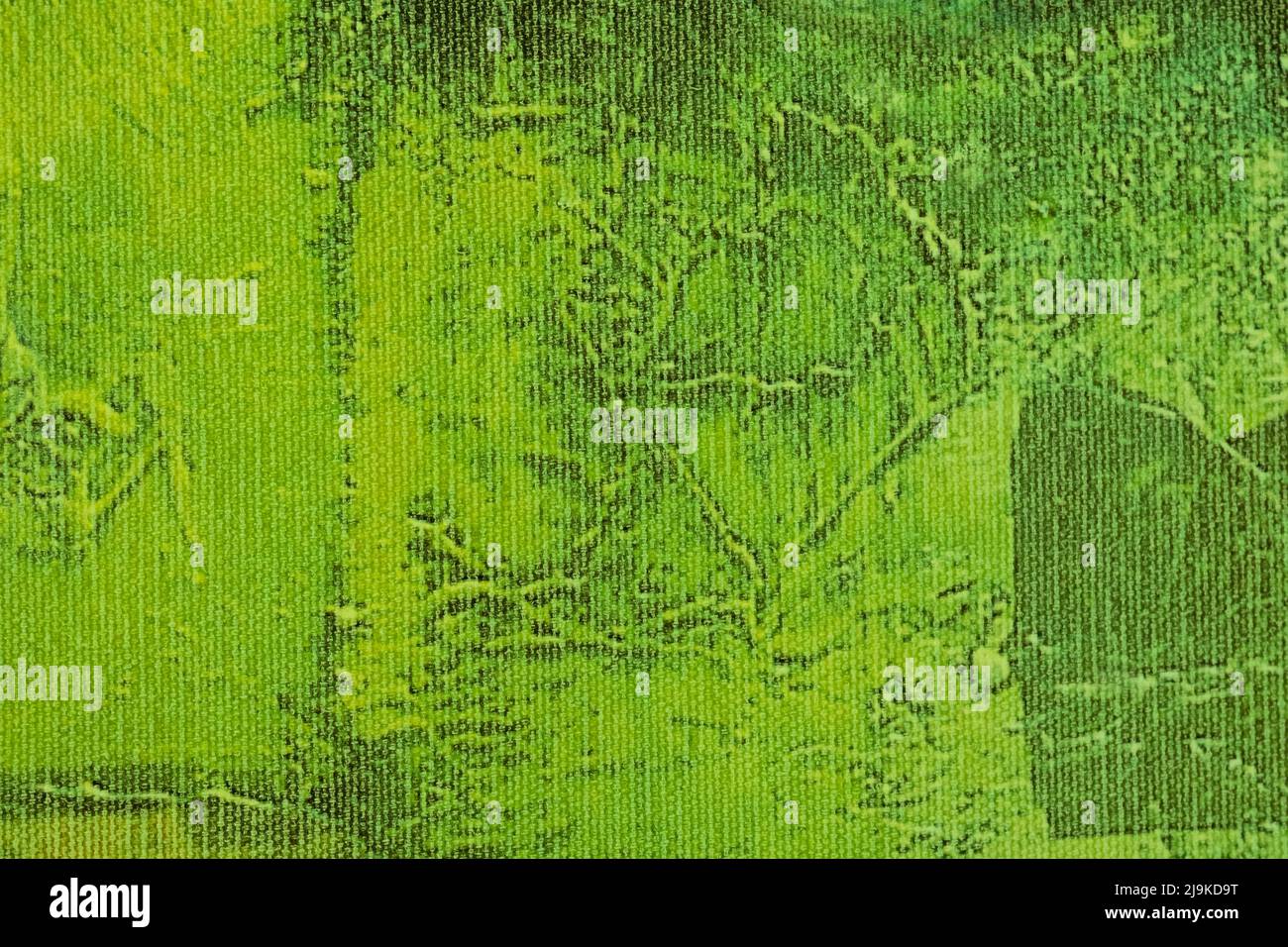 Astratto arte sfondo verde scuro e colori oliva. Pittura ad acquerello su tela con gradiente. Frammento di disegno su carta con motivo ondulato. Testo Foto Stock