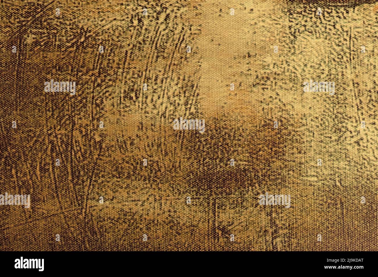 Astratto arte sfondo marrone scuro e colori dorati. Pittura ad acquerello su tela con gradiente di bronzo. Frammento di disegno su carta con beige ondulato Foto Stock
