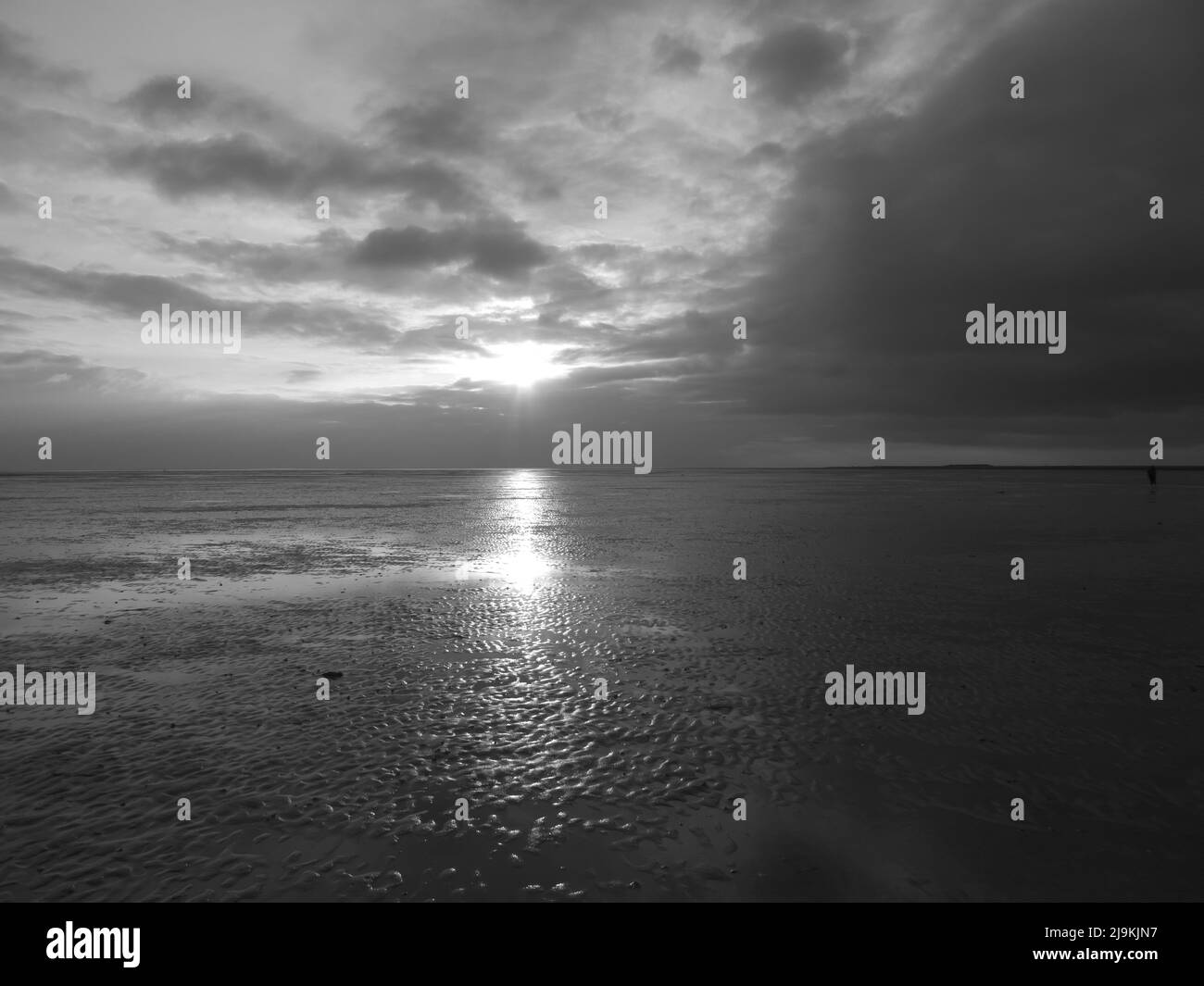 La bellissima tideland durante la bassa marea e l'alba Foto Stock