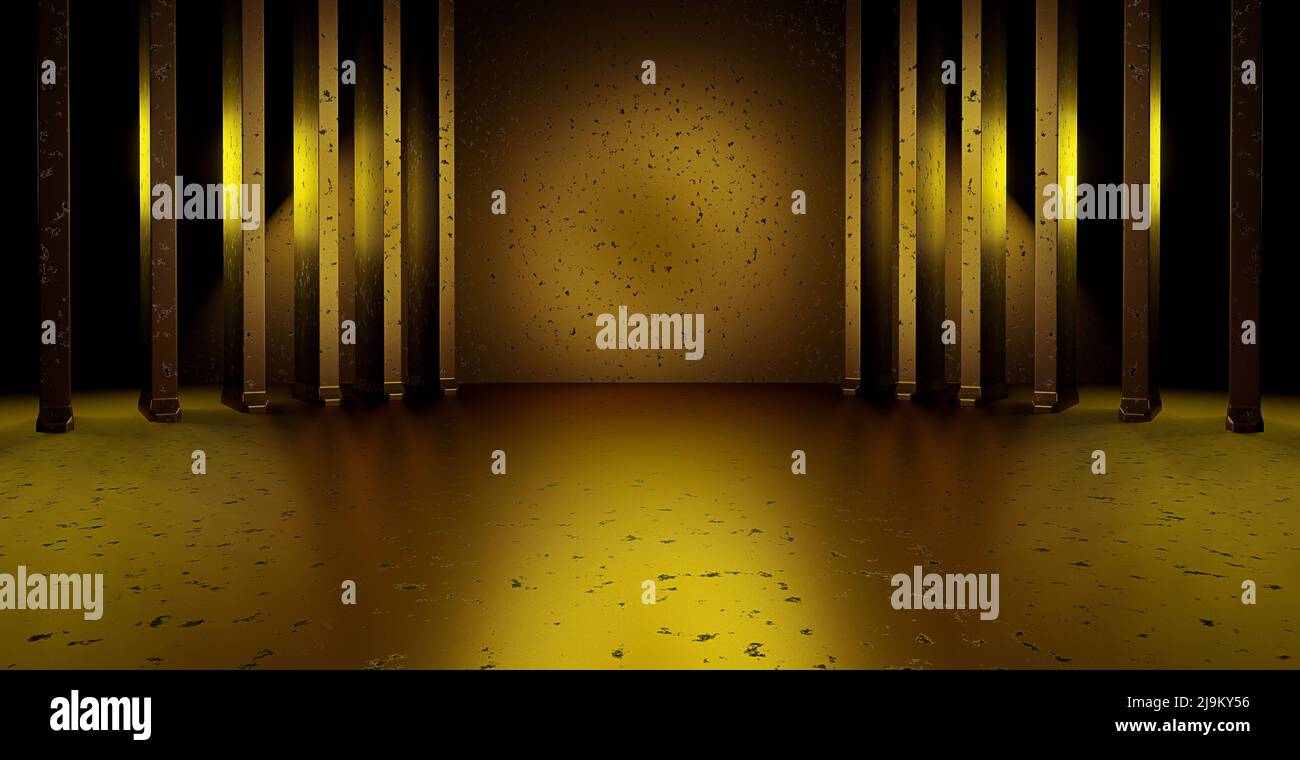 Camera Studio riflettente metallizzata vuota sfondo chiaro verde lime Banner con spazio per il testo Foto Stock