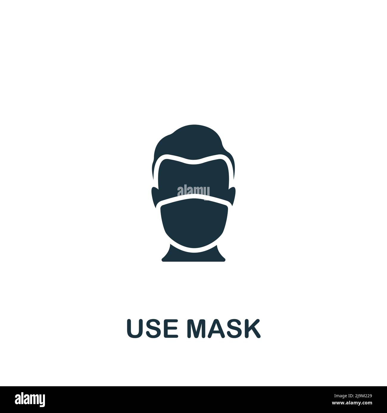 Utilizzare l'icona maschera. Icona quarantena semplice monocromatica per modelli, web design e infografiche Illustrazione Vettoriale