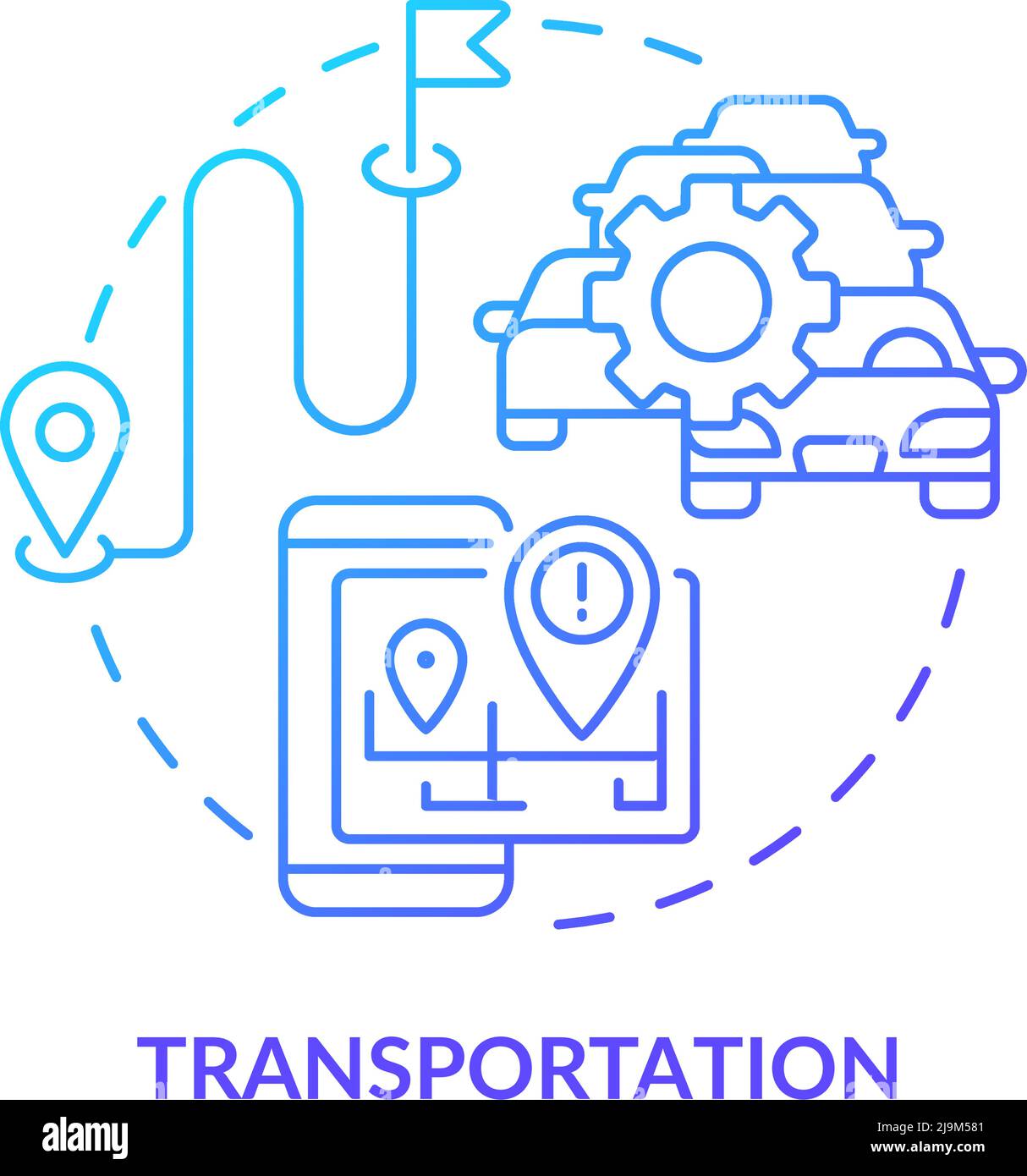 Icona del concetto di gradiente blu per il trasporto Illustrazione Vettoriale