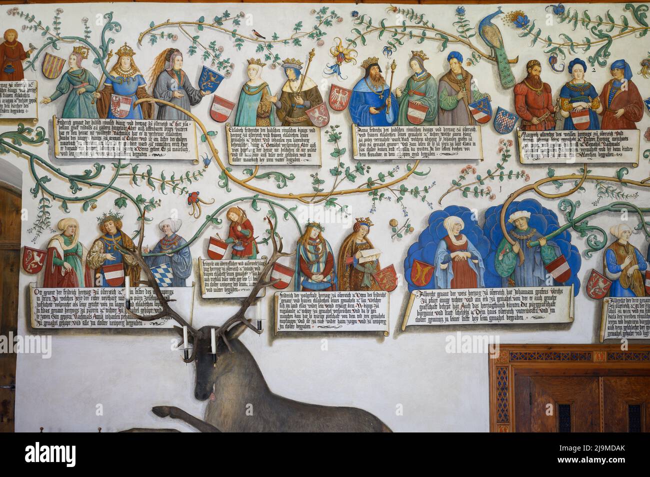 Albero genealogico del castello di Tratzberg in Tirolo Foto Stock