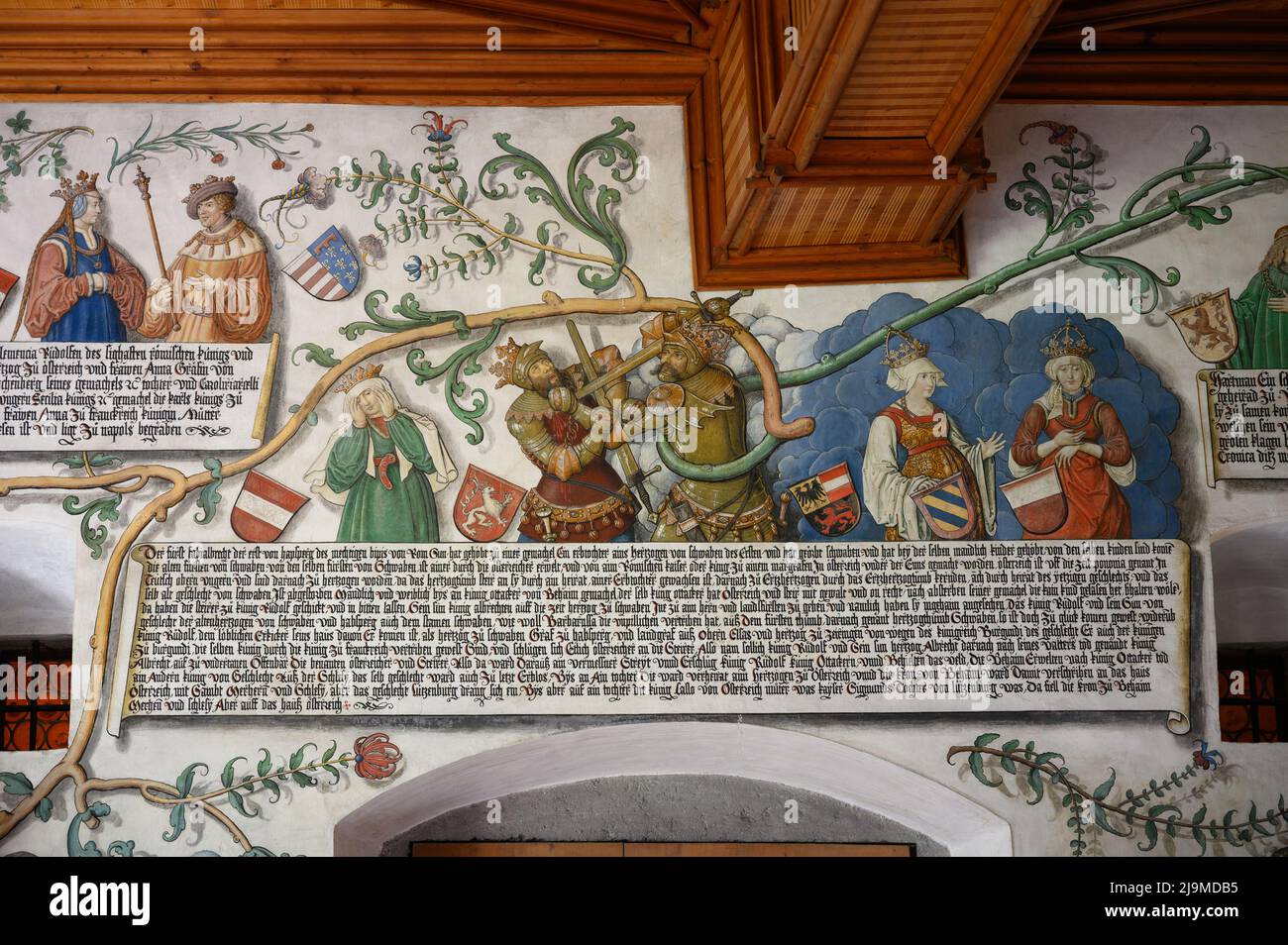 Albero genealogico del castello di Tratzberg in Tirolo Foto Stock