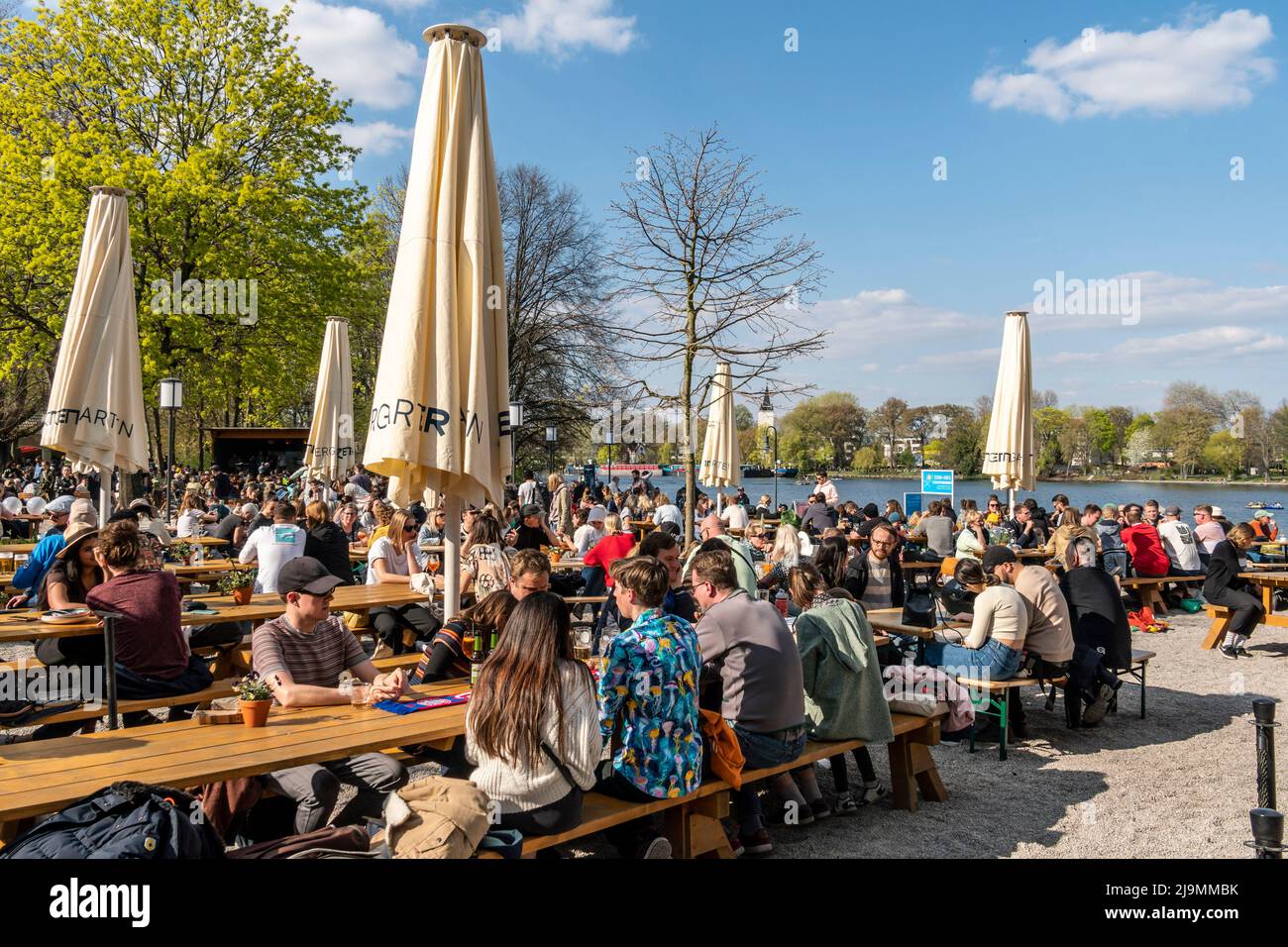 Biergarten Haus Zenner, Alt-Treptow, Treptow-Köpenick, Berlino, Germania Foto Stock