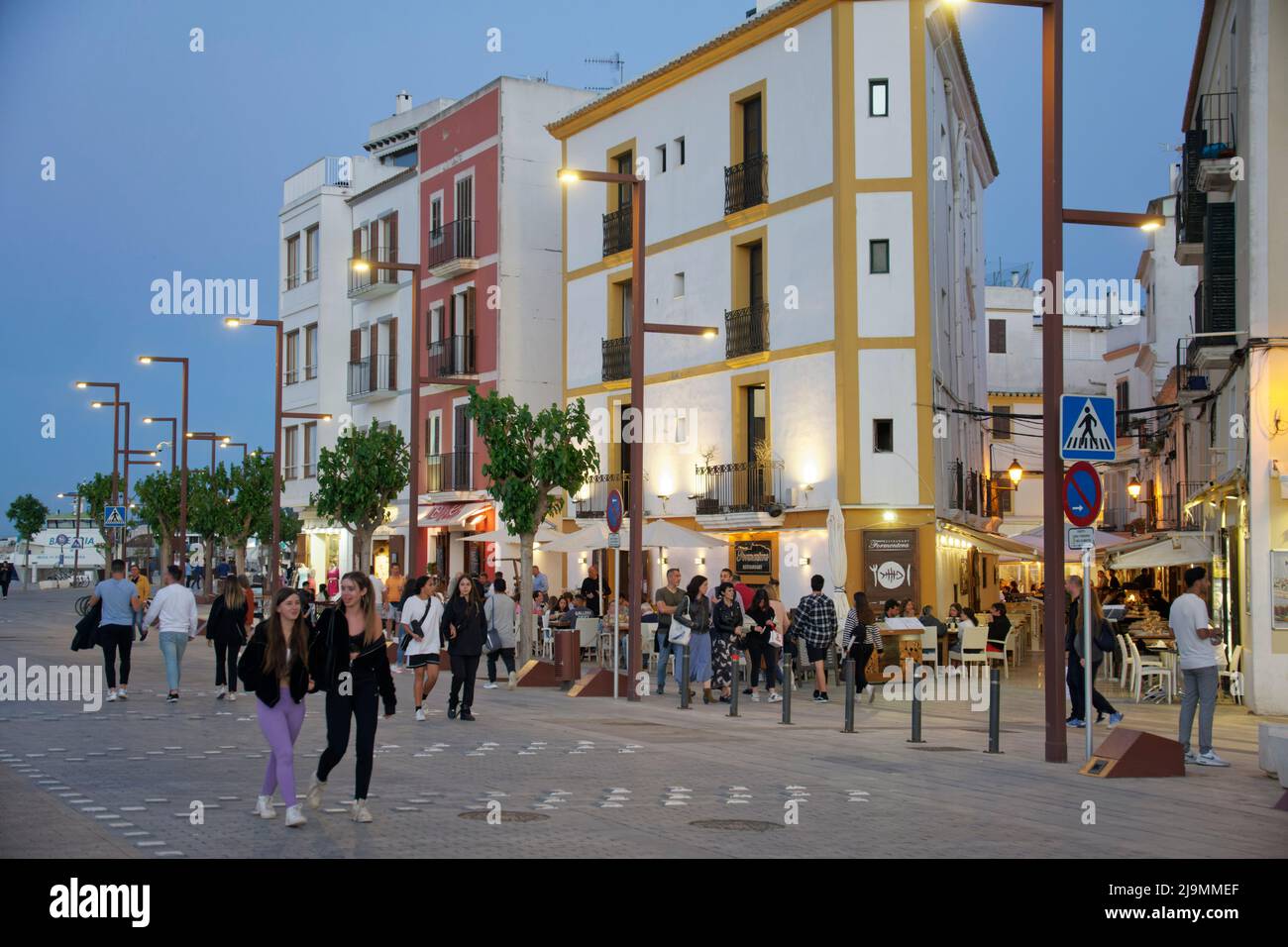 Ibiza-Stadt, Hafen, Promenade, ristoranti, Eivissa, Baleari, Spagna, Europa Foto Stock