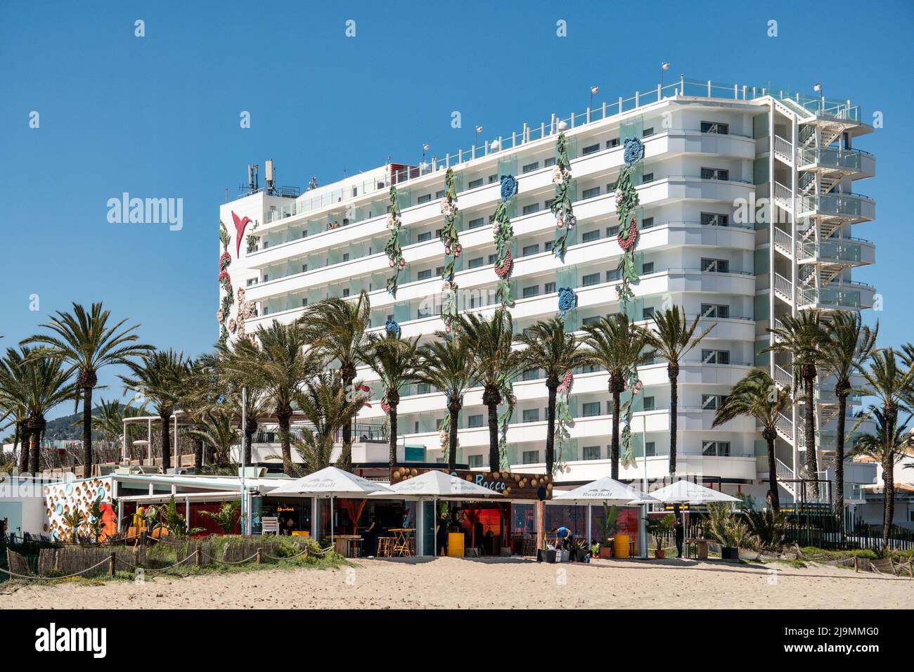 Ushuaia Tower Hotel , albergo e Club, Playa del Bossa, Platja d'en Bossa, Eivissa, Baleari, Spagna, Europa Foto Stock