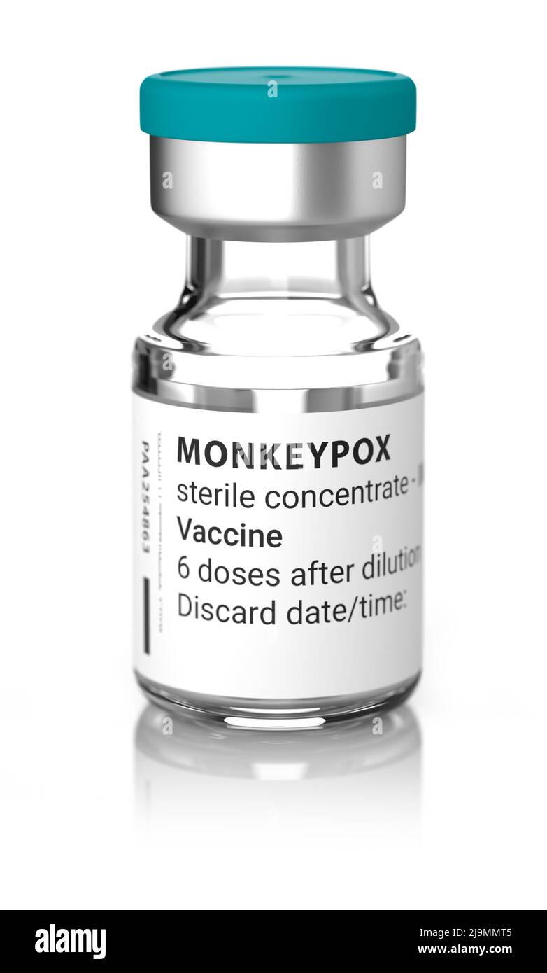 Flaconcino fittizio con vaccinazione contro Monkeypox Foto Stock