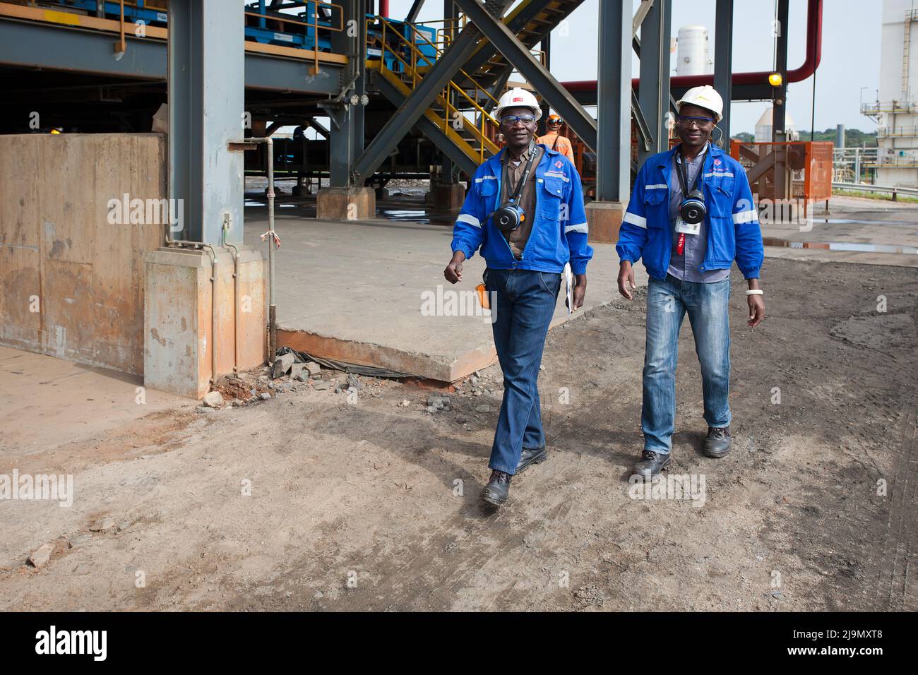 Orgoglio nelle miniere: Dipendenti FQM di Kansanshi Foto Stock