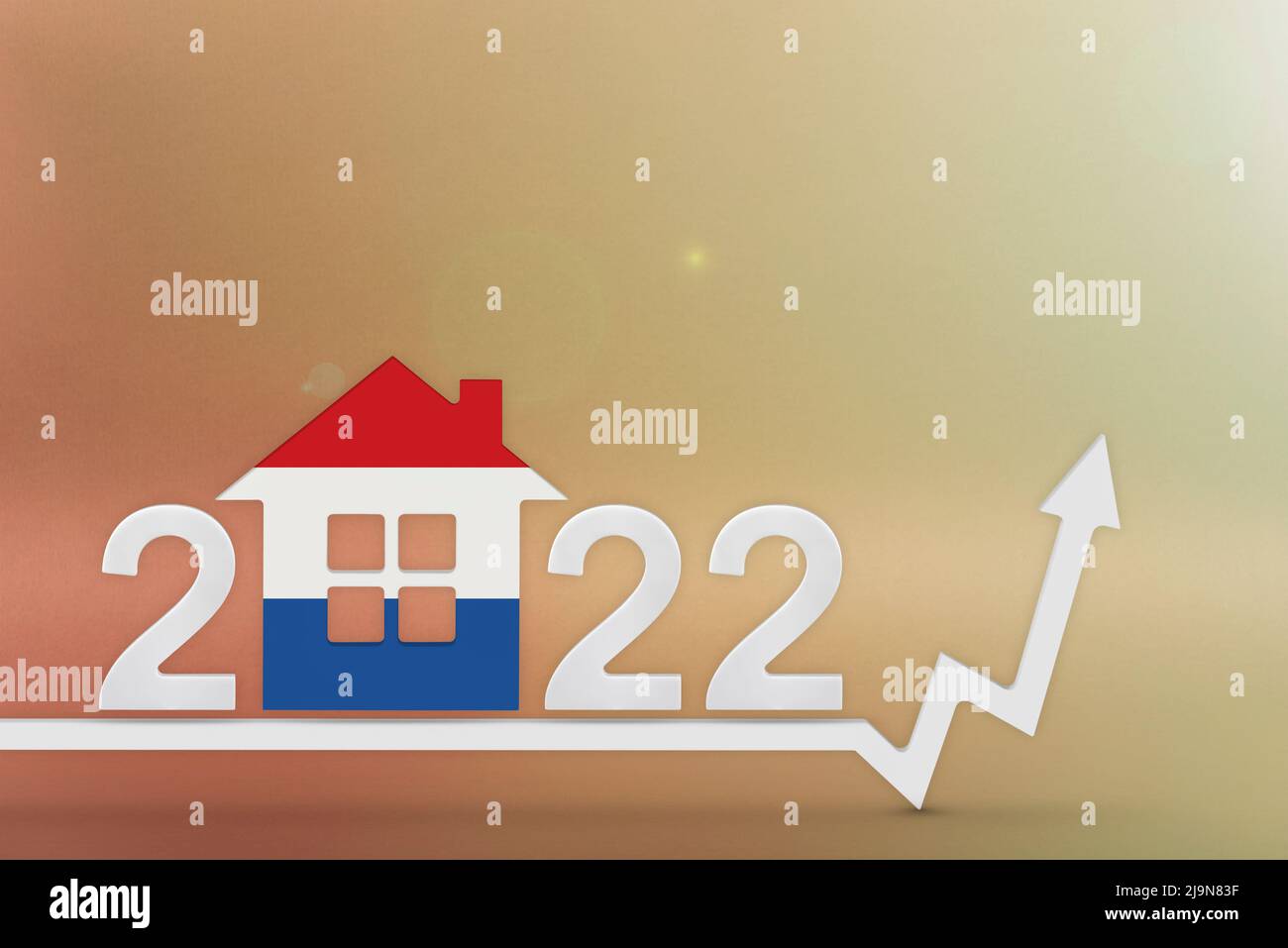 Il costo del bene immobile nei Paesi Bassi nel 2022. Aumento dei costi di  costruzione, assicurazione, affitto nei Paesi Bassi. 3d modello di casa  dipinta in colori bandiera, up Foto stock - Alamy