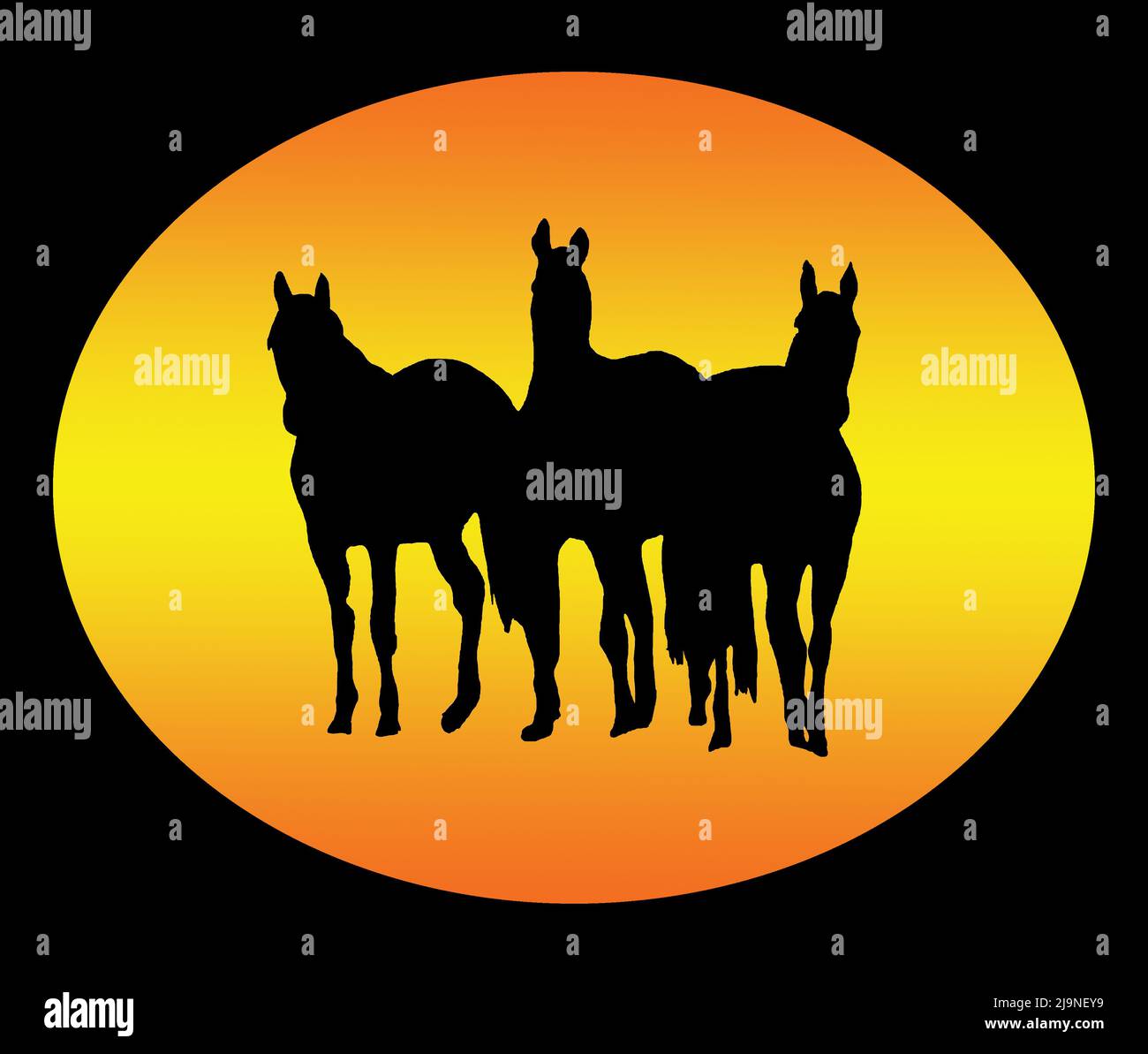 Disegno di cavalli / Illustrazione. Foto Stock