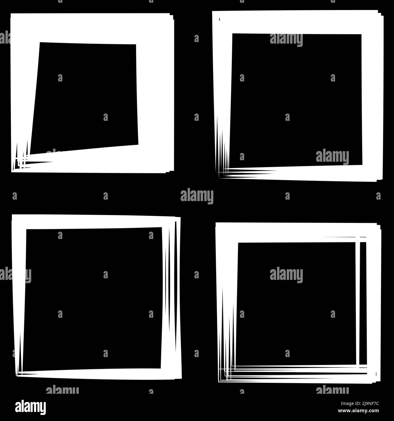 Cornice di contorno quadrata casuale, elemento di bordo. Illustrazione vettoriale di stock, grafica clip-art Illustrazione Vettoriale