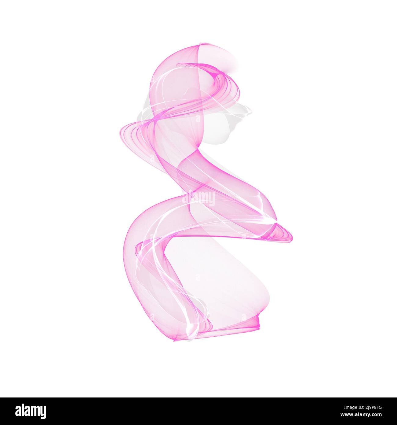 Figura astratta trasparente. Fiamma aerea, fumo, nebbia colorata. Colore rosa Foto Stock