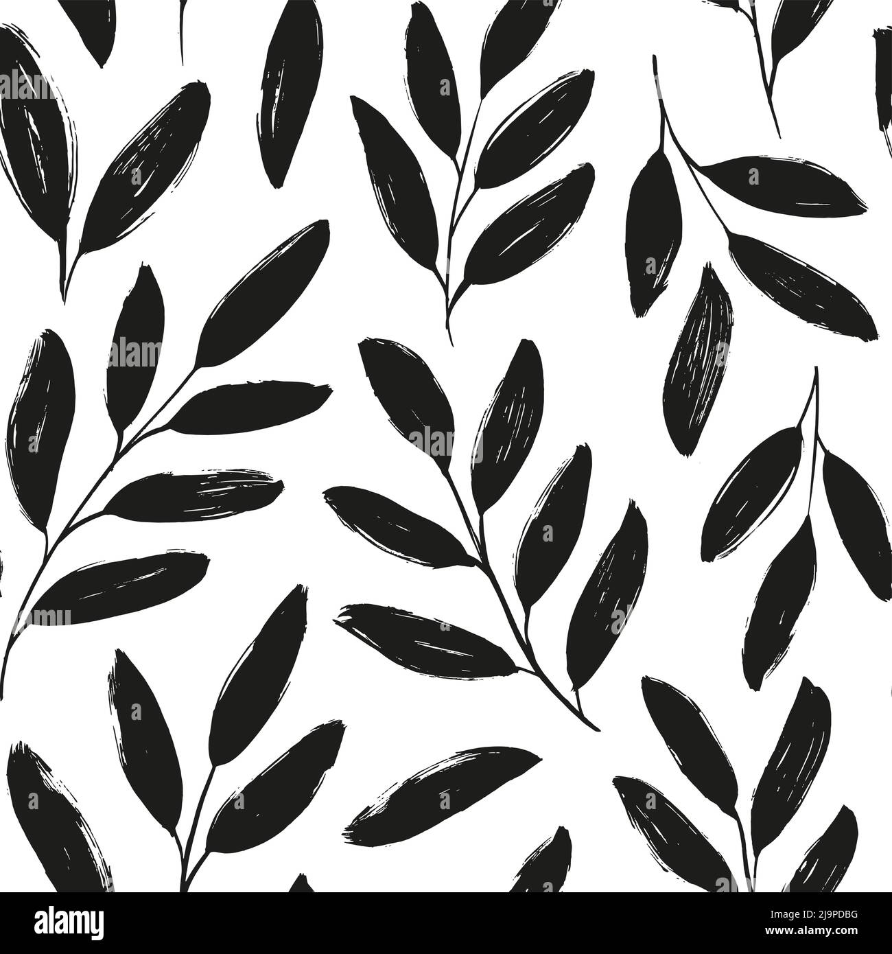 Foglie d'oliva disegno a mano vettore senza cuciture pattern. Illustrazione Vettoriale