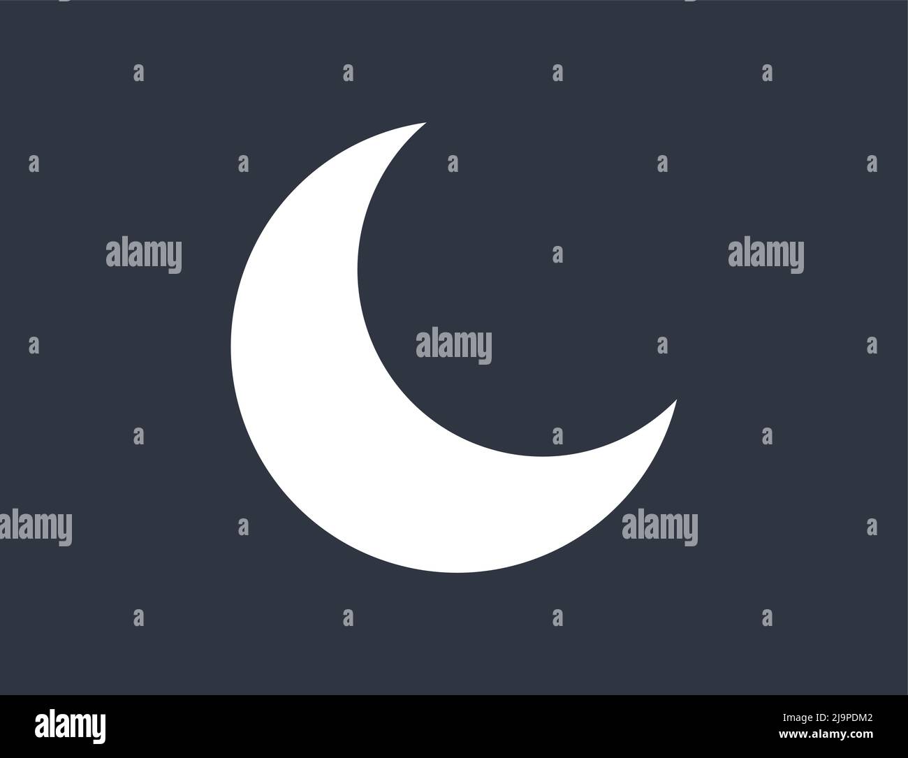 Icona modalità notte scura. Vettore con luna su sfondo nero. Illustrazione Vettoriale