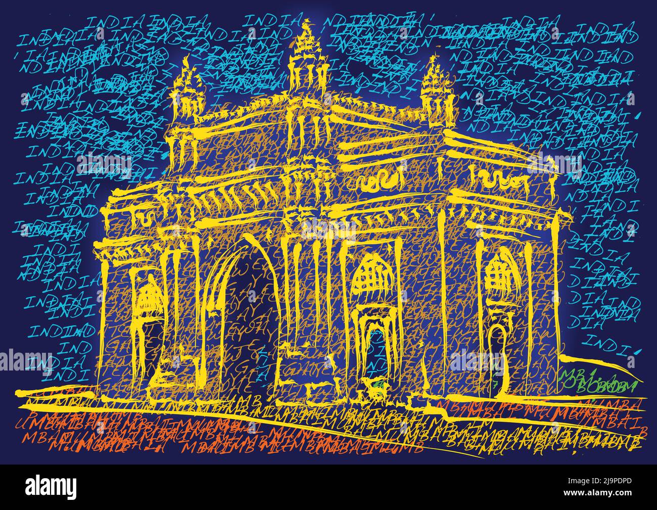 Mumbai Gateway of India, illustrazione vettoriale Illustrazione Vettoriale