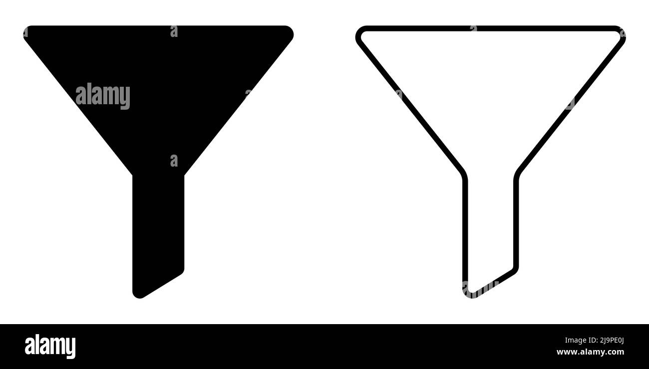 Icone dei filtri. Progettare applicazioni Web e mobili. Illustrazione vettoriale isolata su sfondo bianco Illustrazione Vettoriale